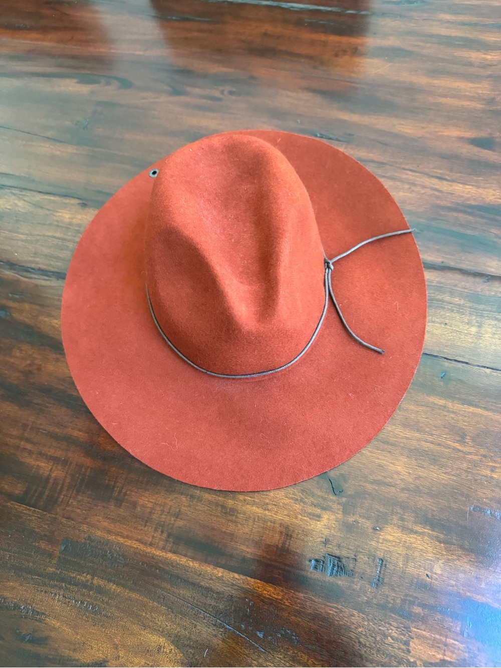 Peter Grimm Burnt Orange Zima Hat with Brown Leather Band 100% wool